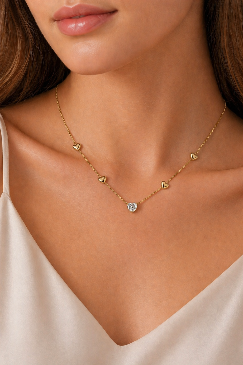 Golden Heart Charm Necklace
