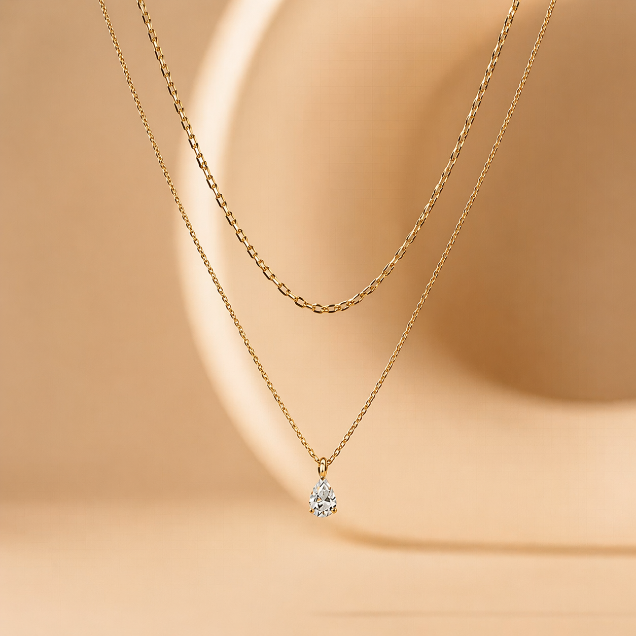 Golden Drop Layered Necklace