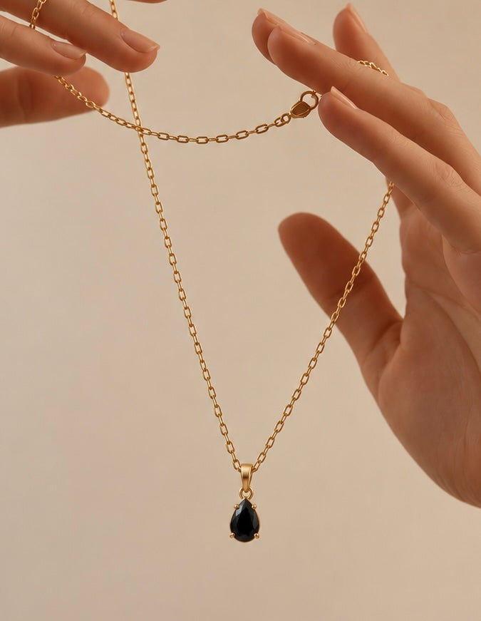 Black Tear Drop Pendant