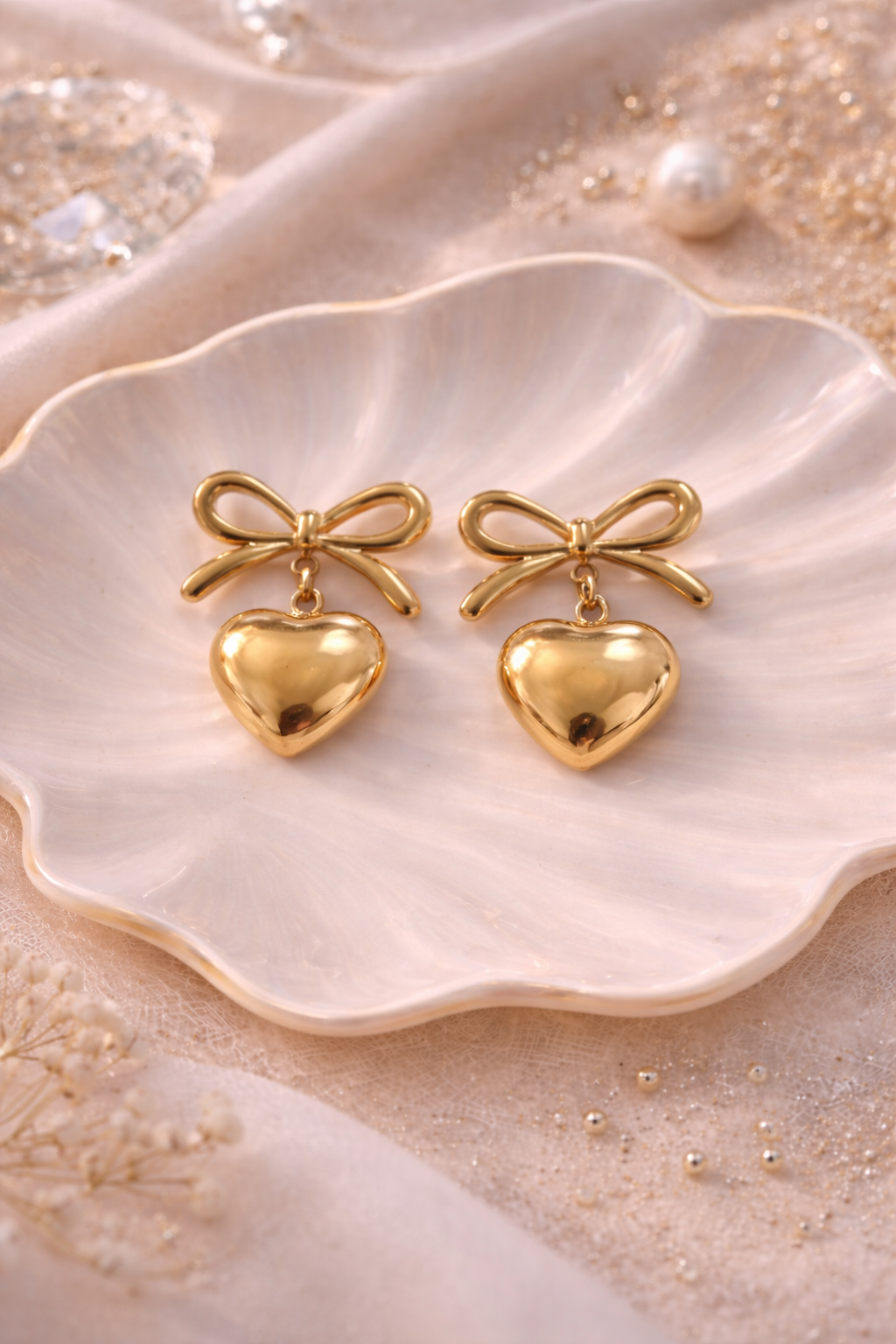 Bow Heart Earrings