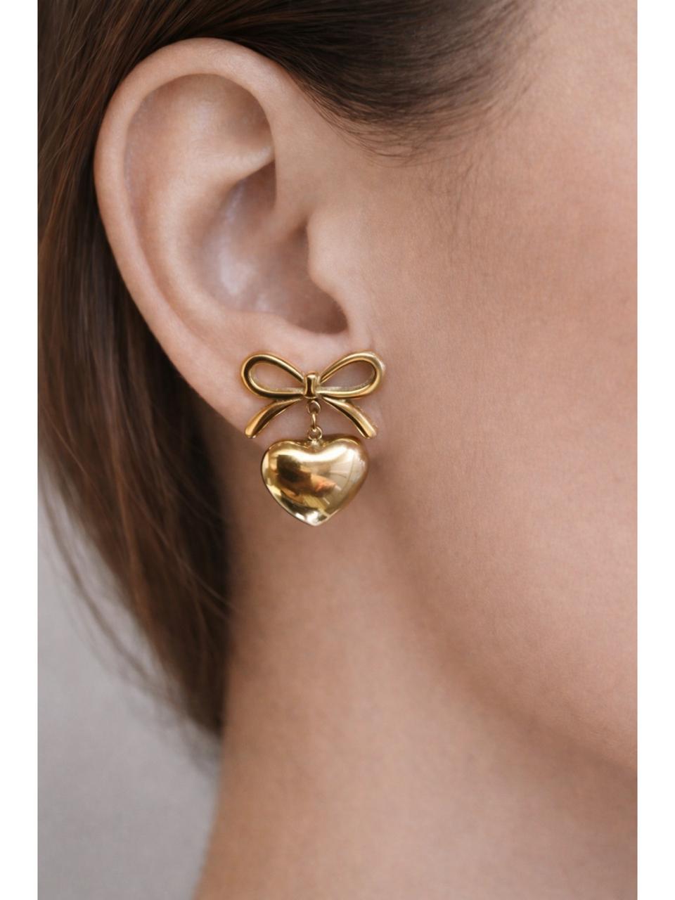 Bow Heart Earrings